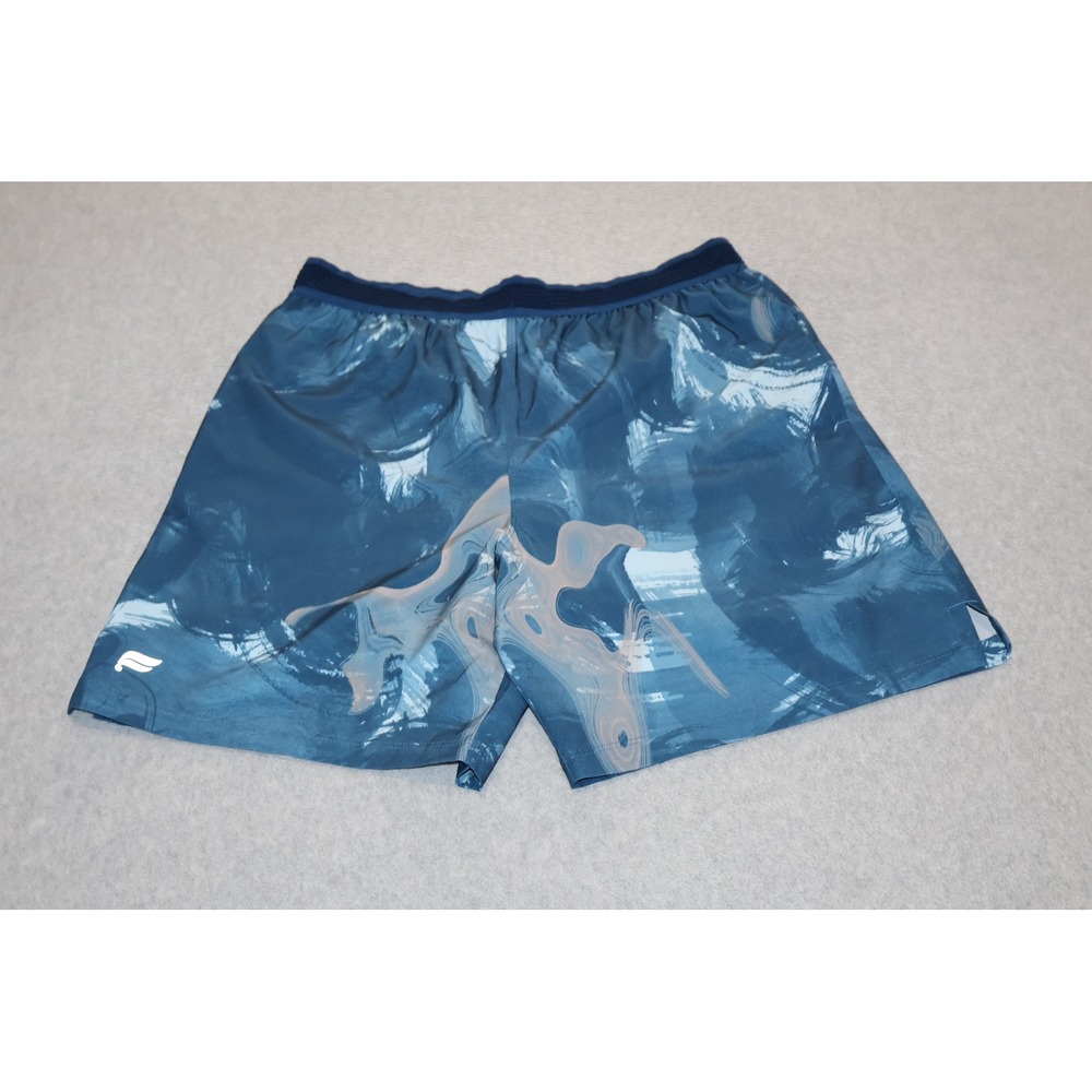 Fabletics Athletic Shorts Mens Large Blue Abstract Print Lined Running Gym